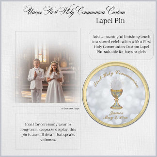 Unisex First Holy Communion Custom Gold Finish Lapel Pin