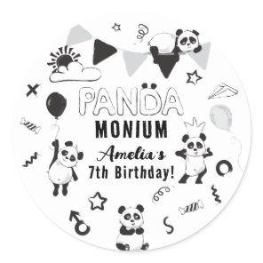 Unisex Fun Panda-Monium Kids Birthday Party Classic Round Sticker