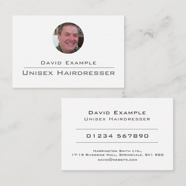 Unisex Hairdresser with Photo of Holder Business Card (Front/Back)