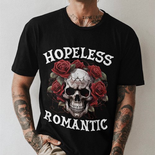 Unisex Halloween Hopeless Romantic Gothic Skull  T_Shirt