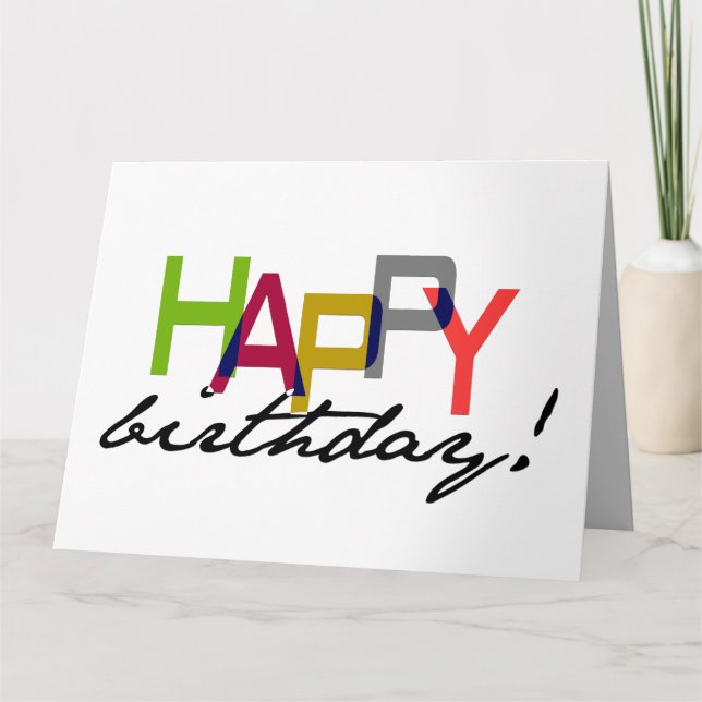 Unisex Happy Birthday Typography Greeting Card (Front)