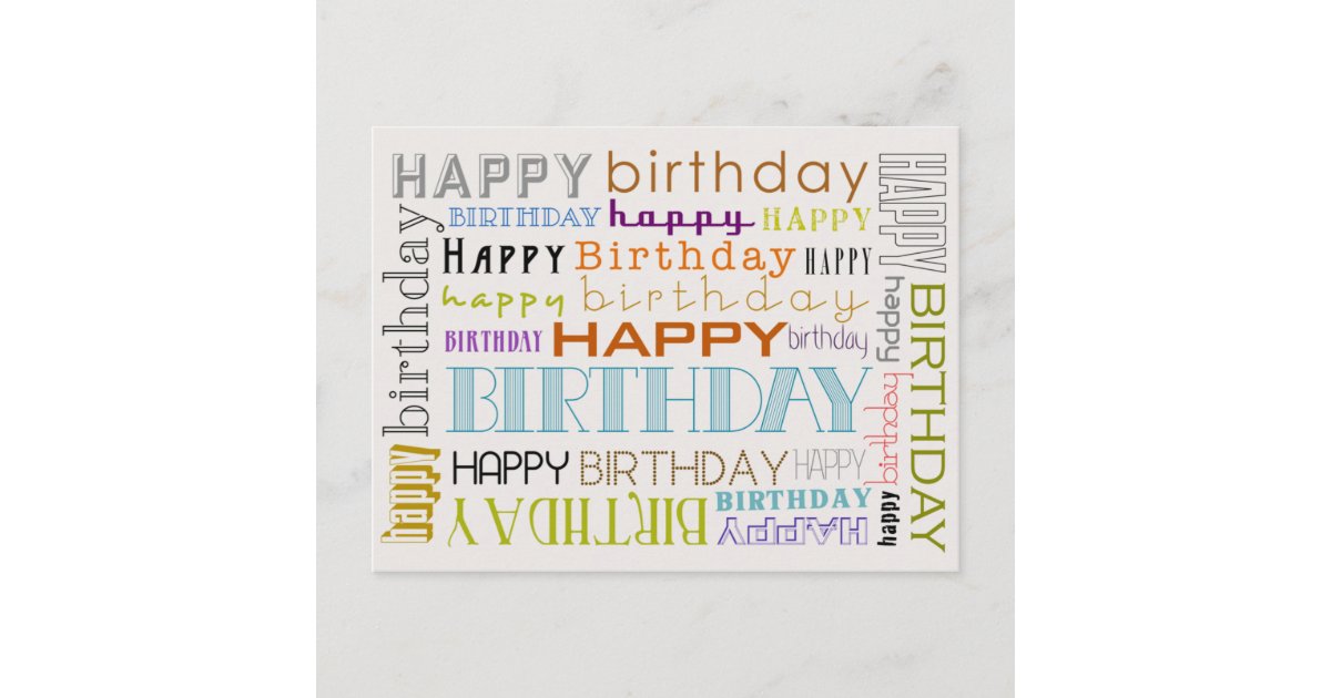 Happy Birthday - Happy Colourful Post Stamp, Zazzle