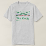Unisex "It'll Always Be the Rock to Us" Tee<br><div class="desc">Doesn't matter what TPTB call it,  it'll always be The Rock to us.

Front: Four names of the college crossed out,  "The Rock" underneath.
Simon's Rock seal in green on the back

Unisex tee is available in a variety of colors,  Adult S through Adult 4X.</div>