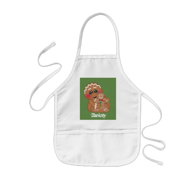 Unisex kids customizable baking gingerbread apron (Front)