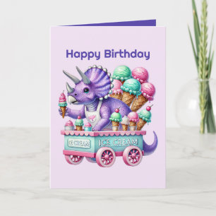 Unisex kids dinosaur ice cream party  card