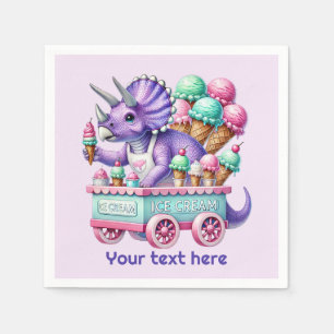 Unisex kids dinosaur ice cream party napkins