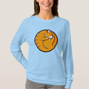 Unisex Lazy Cat Days Long-Sleeve Light Blue T-Shir T-Shirt