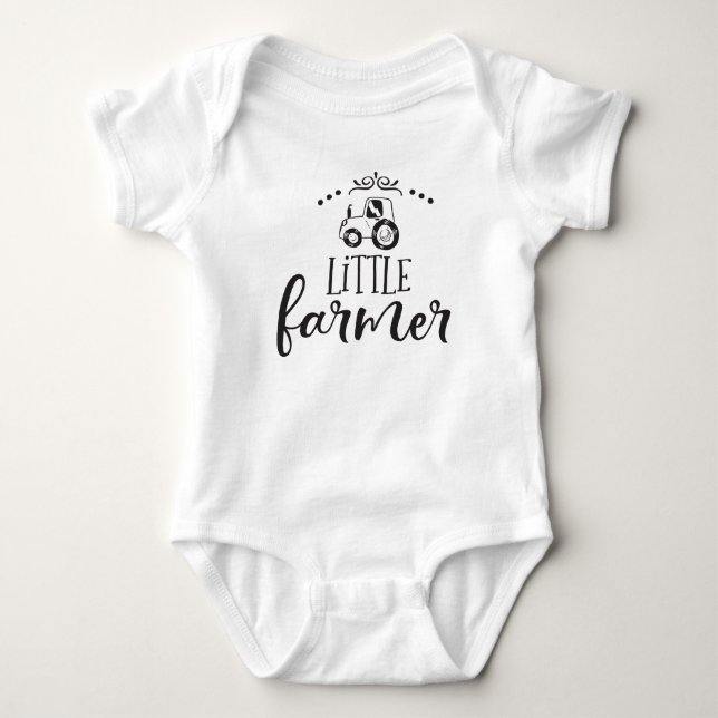 unisex little farmer word art baby bodysuit (Front)