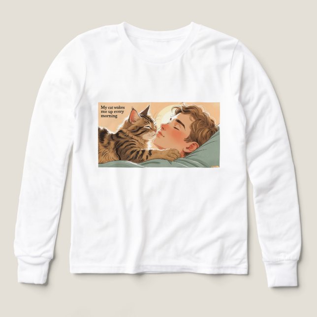 Unisex Long Sleeve Tee-Funny Cat Lover Shirt (Design Front)