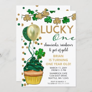 Unisex Lucky One St Patrick First Birthday Party Invitation