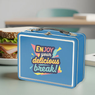 Unisex Metal Lunch Box with Trendy Graphics