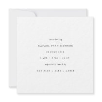 Unisex Minimalist Baby Newborn Birth Announcement