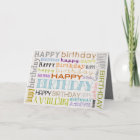 Unisex Multicolor Happy Birthday Text Bday Card