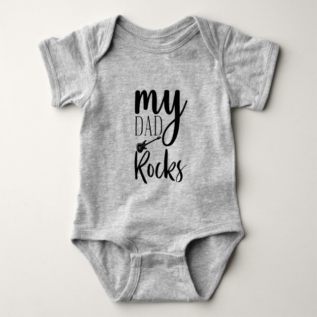 unisex my Dad rocks word art Baby Bodysuit (Front)