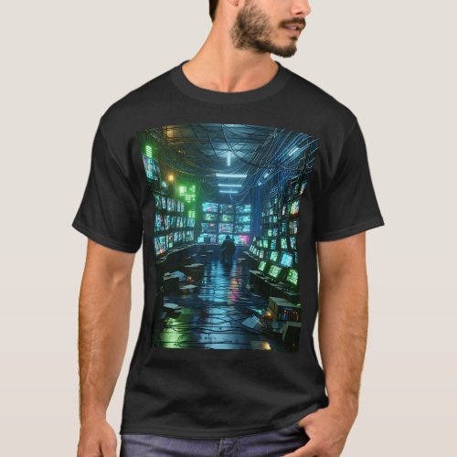 Unisex Neon Green Hackers Lair T_Shirt Cyberpunk