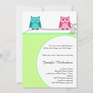 Unisex Owl Baby Shower Invitation