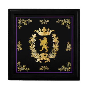 Unisex Personalized Royal Lion Roses Jewelry Box