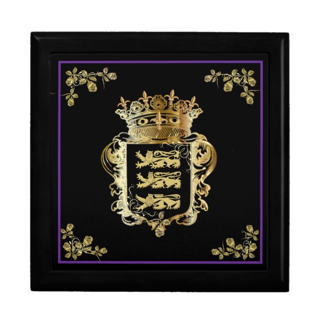 Unisex Personalized Royal Lion Roses Jewelry Box (Front)