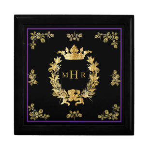 Unisex Personalized Royal Lion Roses Jewelry Box