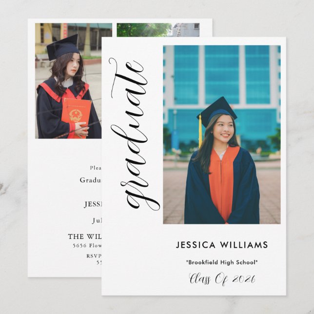 Unisex Photo Graduate Celebration Invitation (Front/Back)