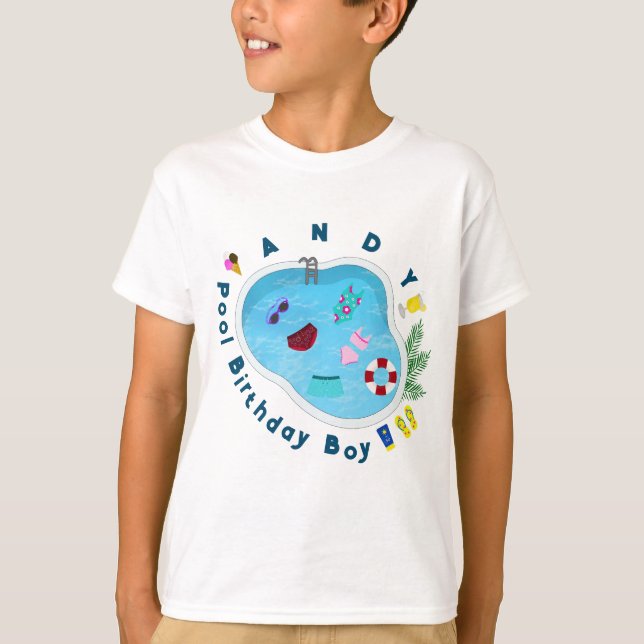 Unisex Pool Birthday Party Boy T-Shirt (Front)