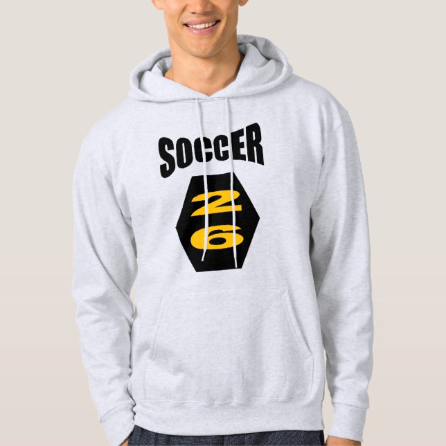 Unisex pullover hoodie. ash SOCCER 26 (Front)
