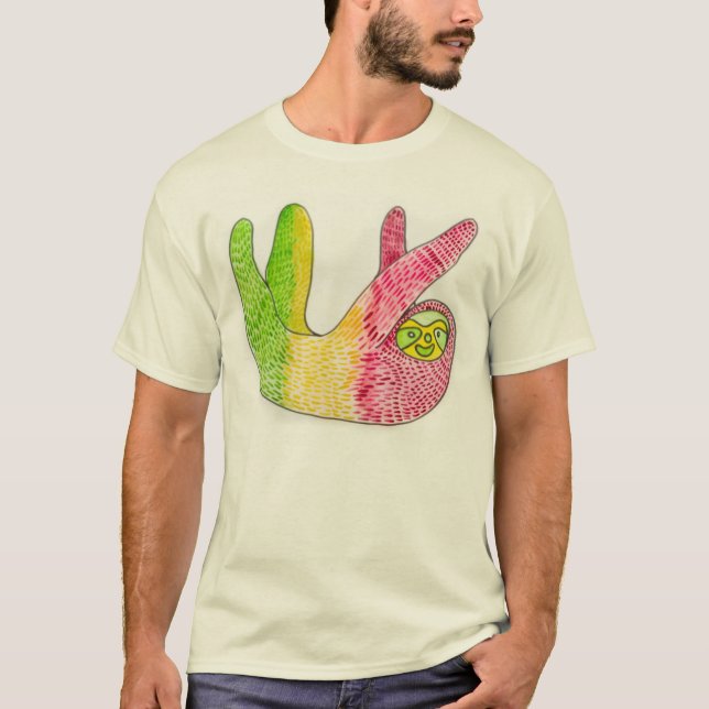 Unisex Rasta Sloth Shirt on Organic T By Megaflora (Front)