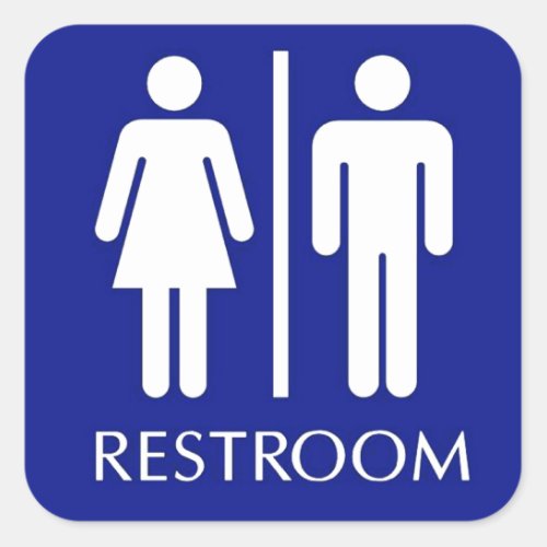 Unisex restroom sign square sticker