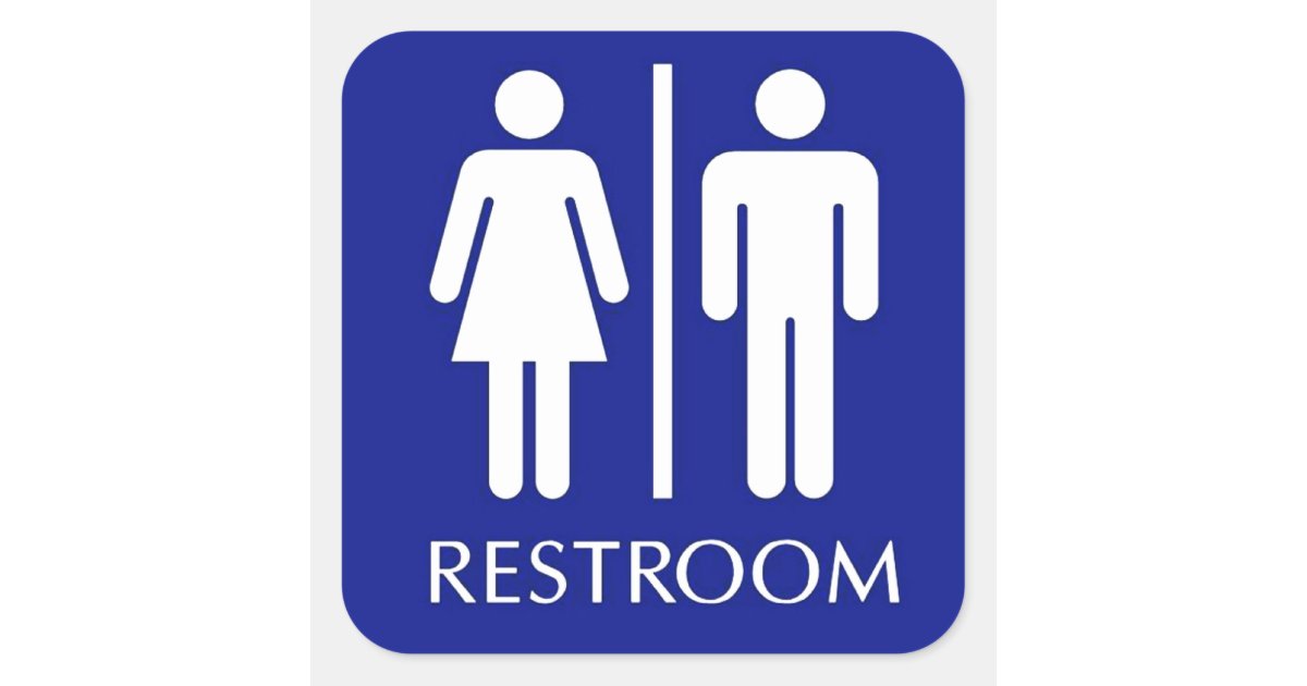 Unisex Restroom Sign Square Sticker 