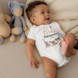 Unisex Safari Animal Baby Announcement Bodysuit