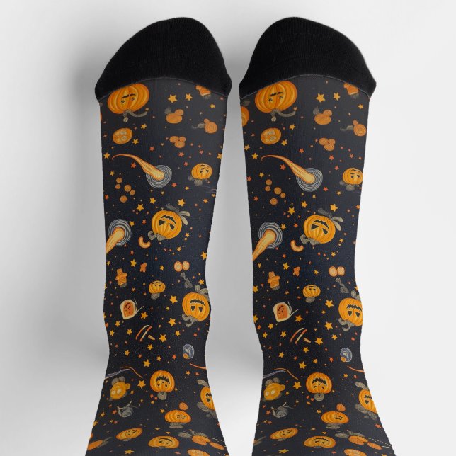 Unisex Spooky Pumpkin Blast Halloween Crew Socks (Top)