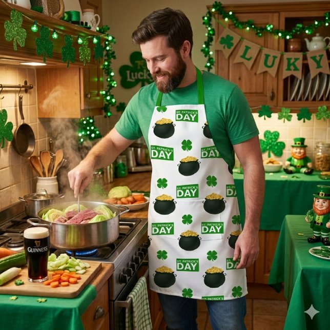 Unisex St Patricks Day  Apron (St. Patrick's Day apron for guys that love to cook..(AI mockup) )