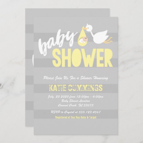 Unisex Stork Baby Shower Invitation