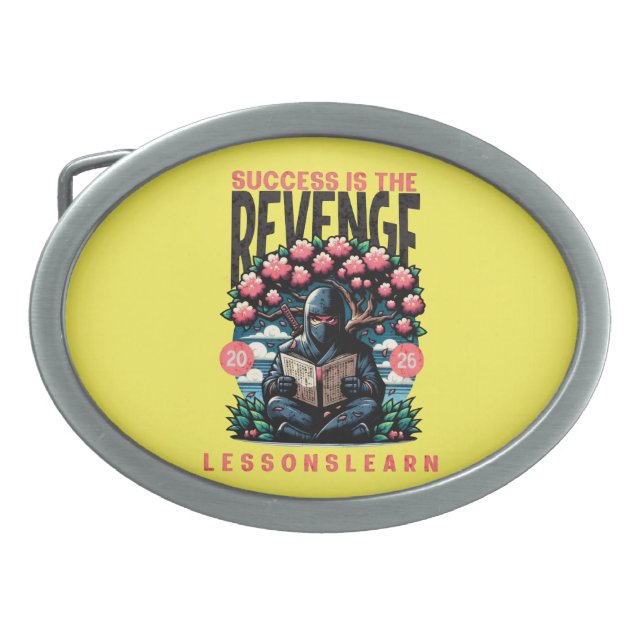 UNISEX SUCCESS REVENGE LESSONS LEARN BELT BUCKLE  (Front)