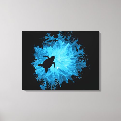 Unisex Turtle Coral Reef Silhouette Mens Womens Canvas Print