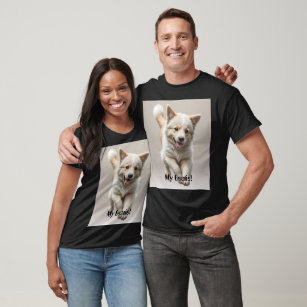 Unisex, White & Carmel Puppy, Dark Shades T-Shirt