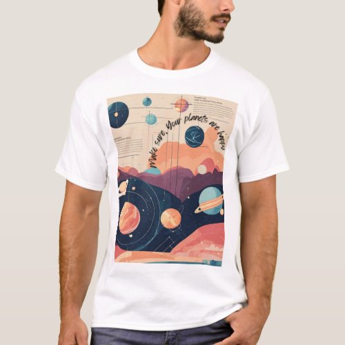 Unisex white T_shirt for astrologer loving planets