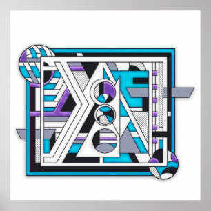 Unit 124 – Retro-Futurist Geometric Design Poster