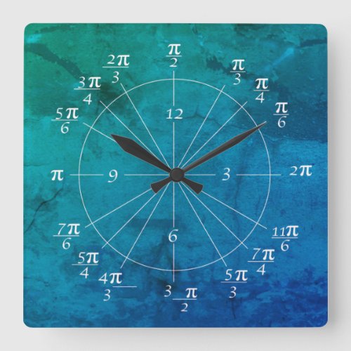 Unit Circle Clock_Blue Square Wall Clock