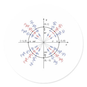 Unit circle math formulas physics classic round sticker