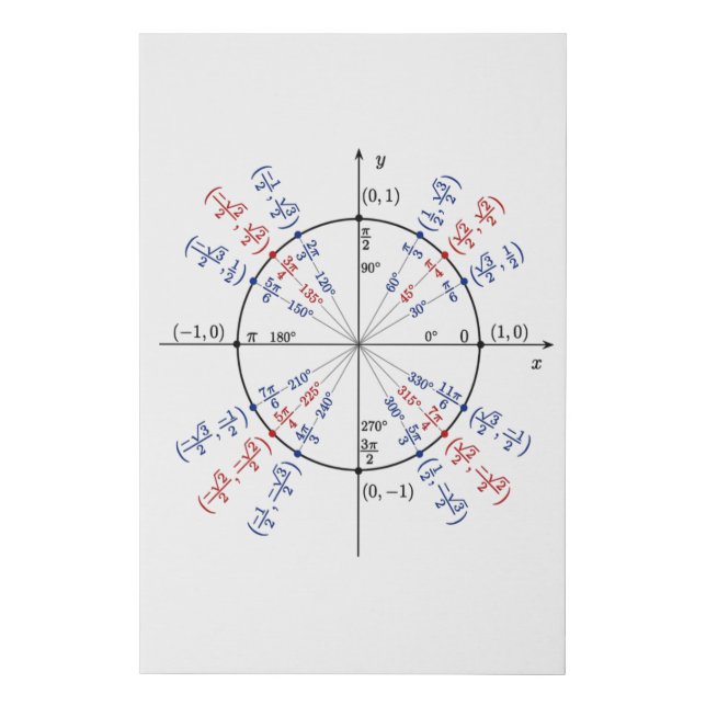 Unit circle math formulas physics faux canvas print (Front)