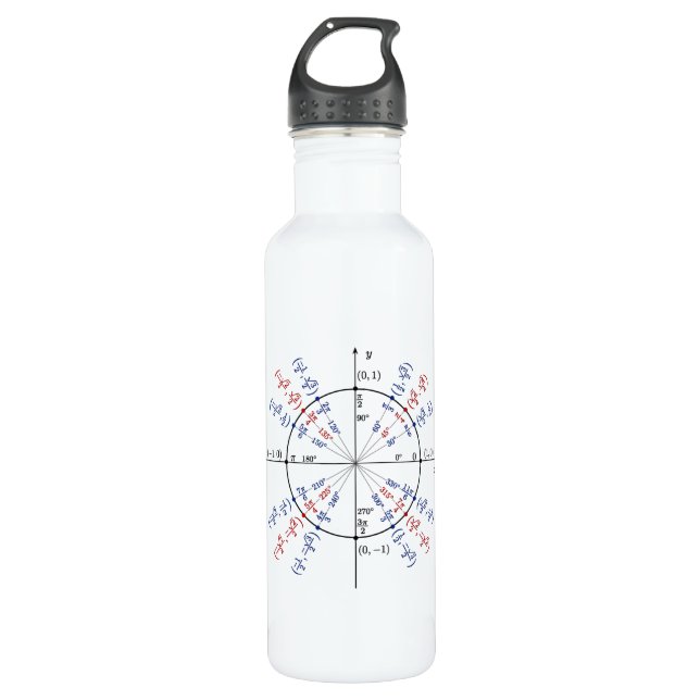 Unit circle math formulas physics stainless steel water bottle (Front)