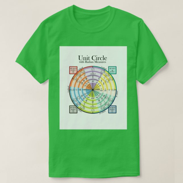 Unit Circle with Radian Measures T-Shirt (Design Front)