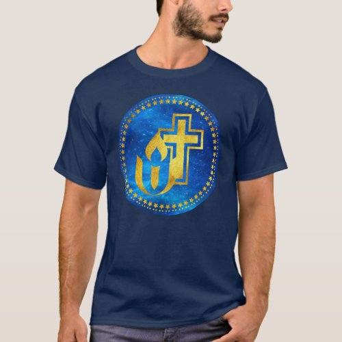 Unitarian Universalism chalice and Christian cross T_Shirt