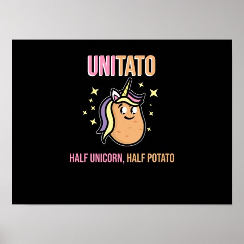 Unitato Half Unicorn Half Potato Funny Vegetable Poster