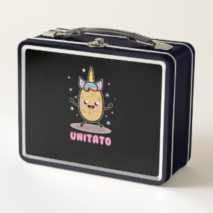 Unitato Unicorn Potato Cute Funny Vegetable Fries Metal Lunch Box