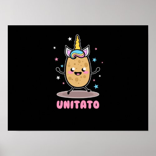 Unitato Unicorn Potato Cute Funny Vegetable Fries Poster