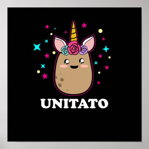 Unitato Unicorn Potato Cute Funny Vegetable Fries Poster
