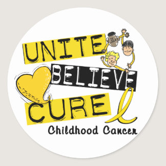 UNITE BELIEVE CURE Childhood Cancer Classic Round Sticker