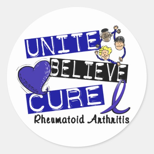 UNITE BELIEVE CURE Rheumatoid Arthritis Classic Round Sticker
